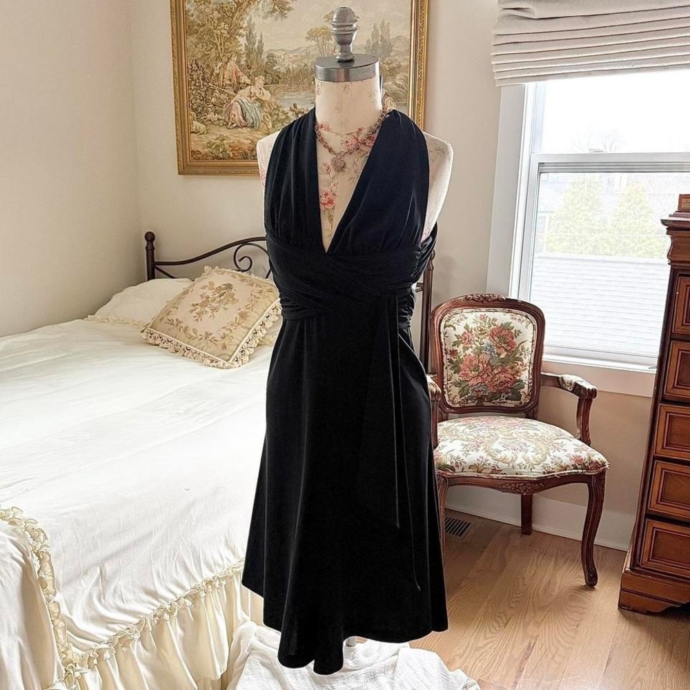 white house black market black‎ draped midi dress size 0